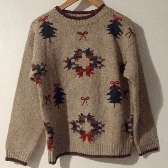 Petite Projections holiday 100% wool Sweater (way) - Picture 1 of 6